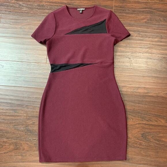 Express Purple Mesh Slice Short Sleeve Bodycon Dress Size 6 - Picture 1 of 5